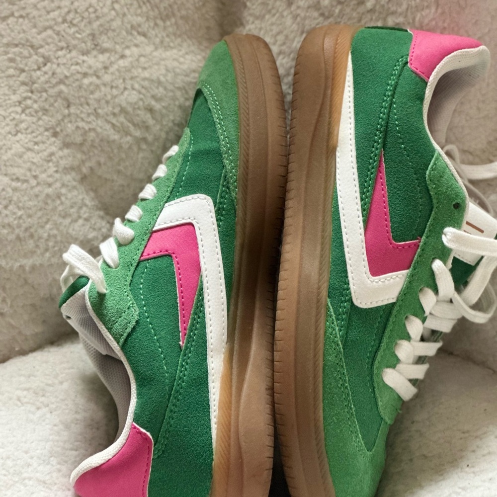Bershka Pink and Green  Women's Sneakers